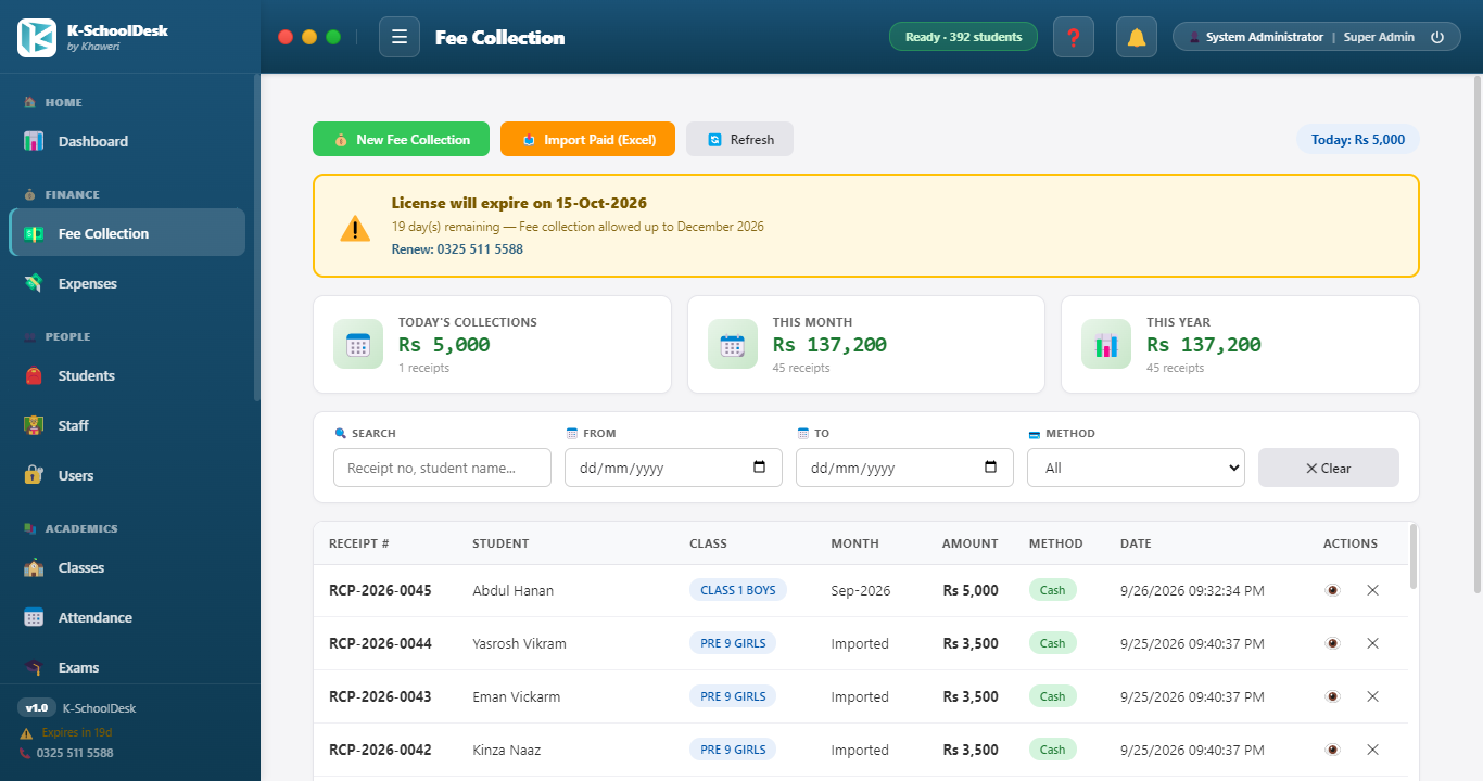Fee Collection