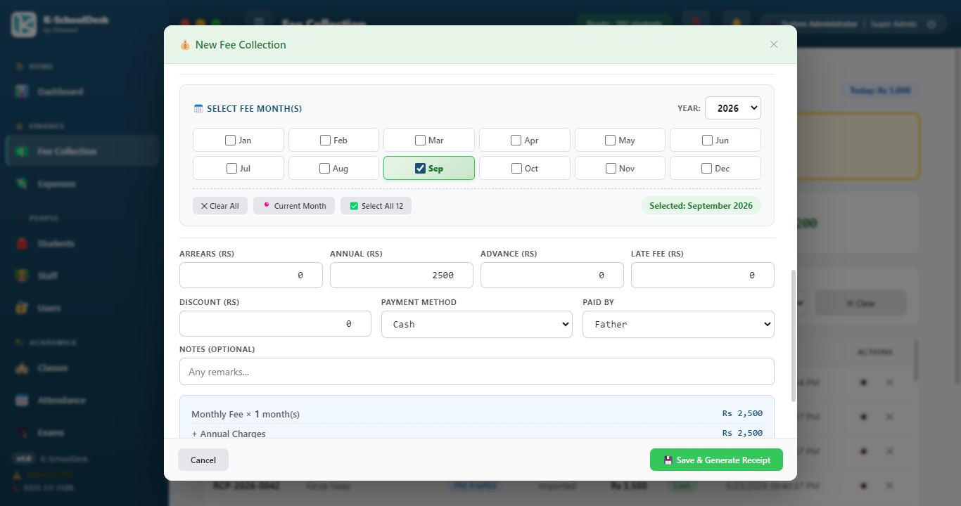New Fee Collection