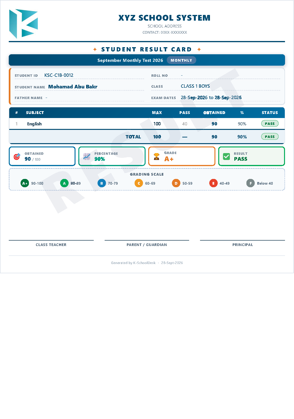 Result Card Preview