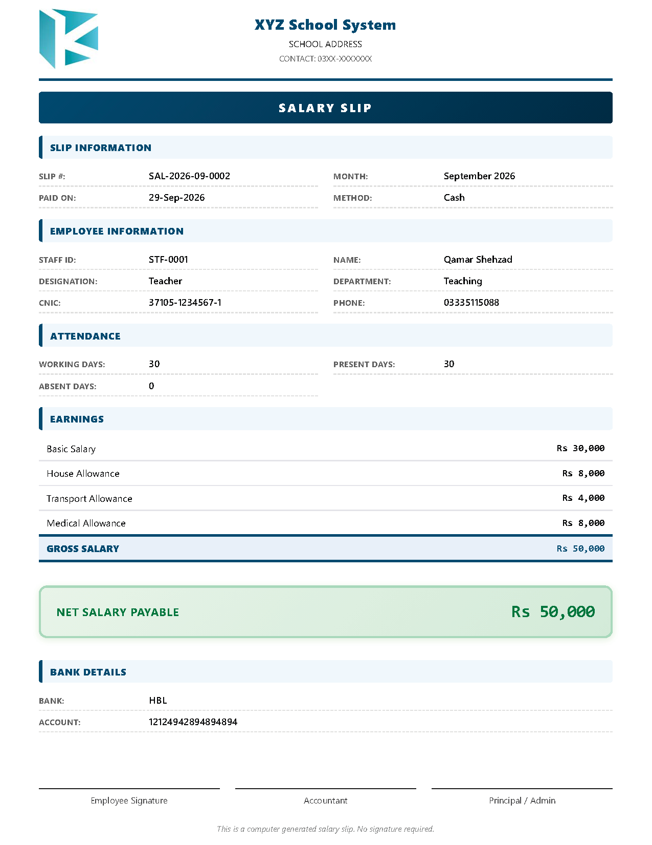 Salary Slip Preview